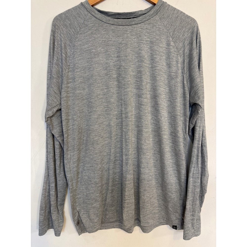 Gaiam Mens Gray Heathered Long Sleeve Raglan Activewear Yoga Shirt Size Large